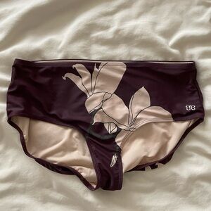 Albion Floral Bikini Bottoms in Burgundy and Nude large